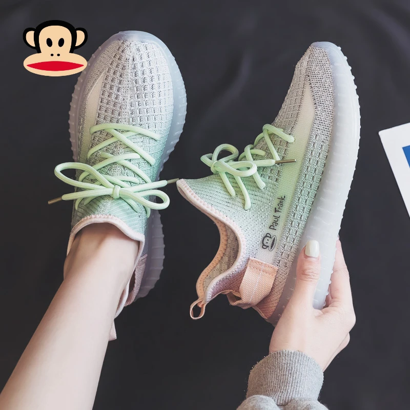 大嘴猴秋季飞织网面透气椰子鞋女学生2025爆款百搭休闲跑步鞋软底