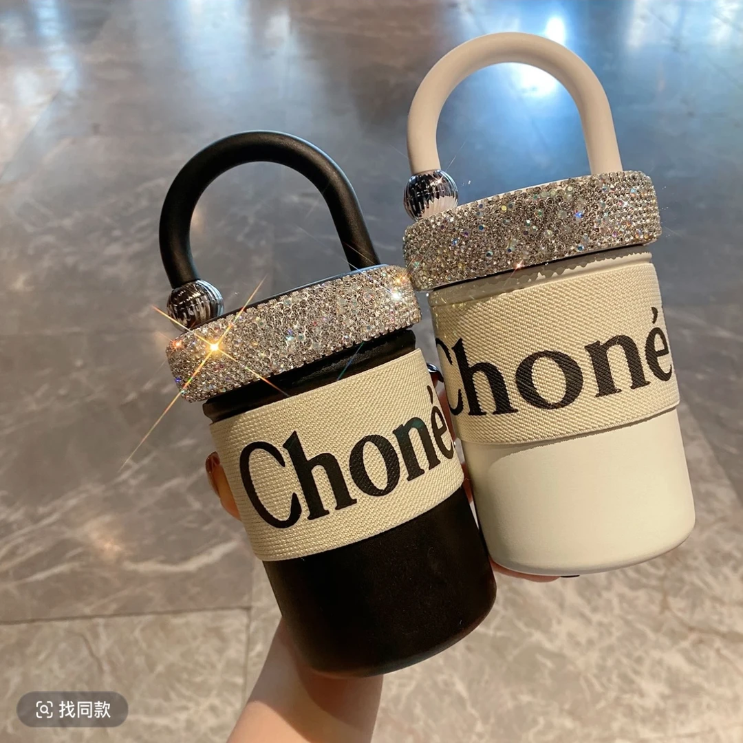 【九木专属】小香风手提杯轻奢镶钻保温杯网红可爱