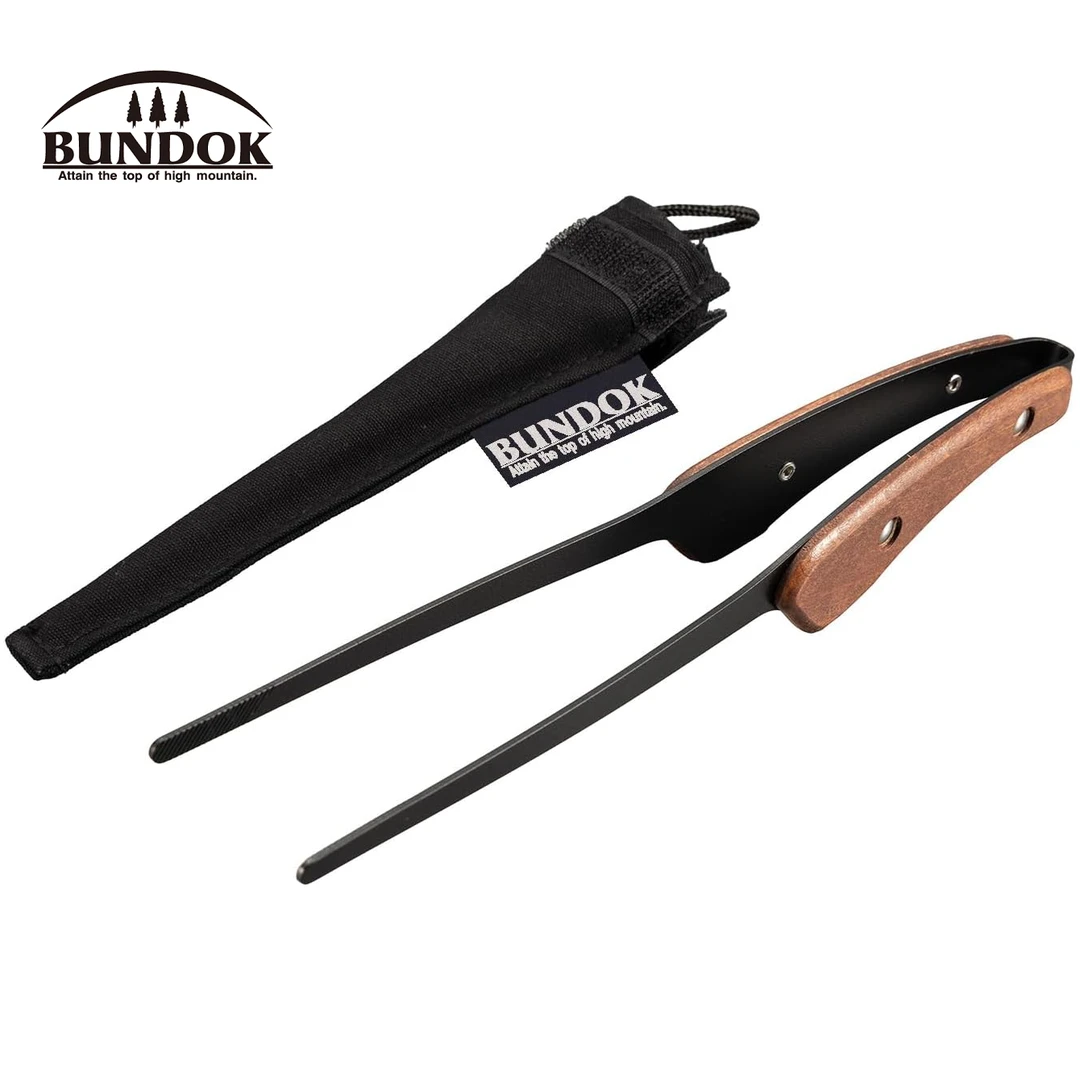 BUNDOK烧烤夹烧烤夹子烤肉夹不锈钢实木户外烧烤夹烧烤夹炭钳子