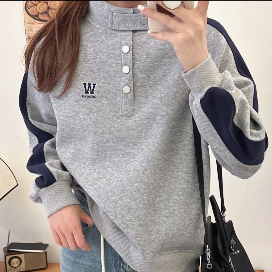 2023秋季新款23317W立领卫衣简约休闲百搭