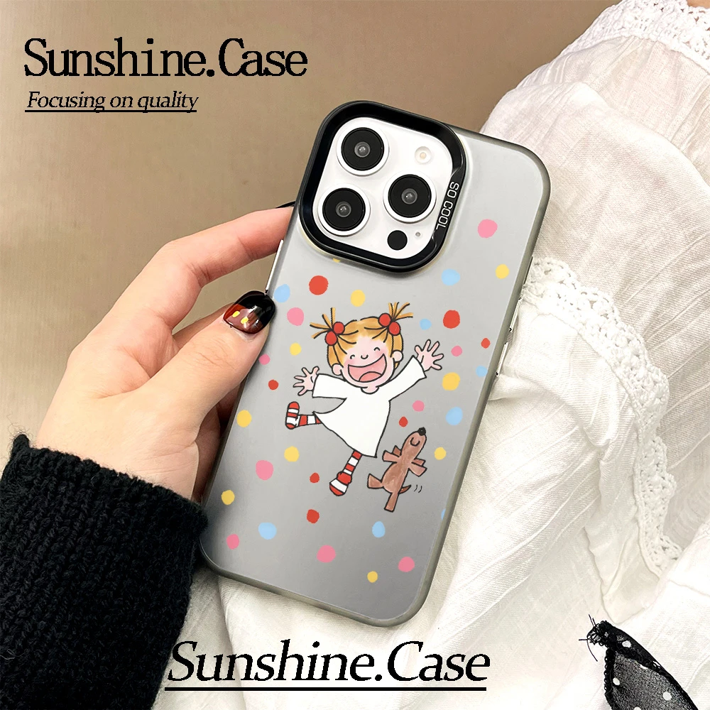 【彩银】开心女孩适用于苹果16promax华为vivo小米oppo防摔手机壳