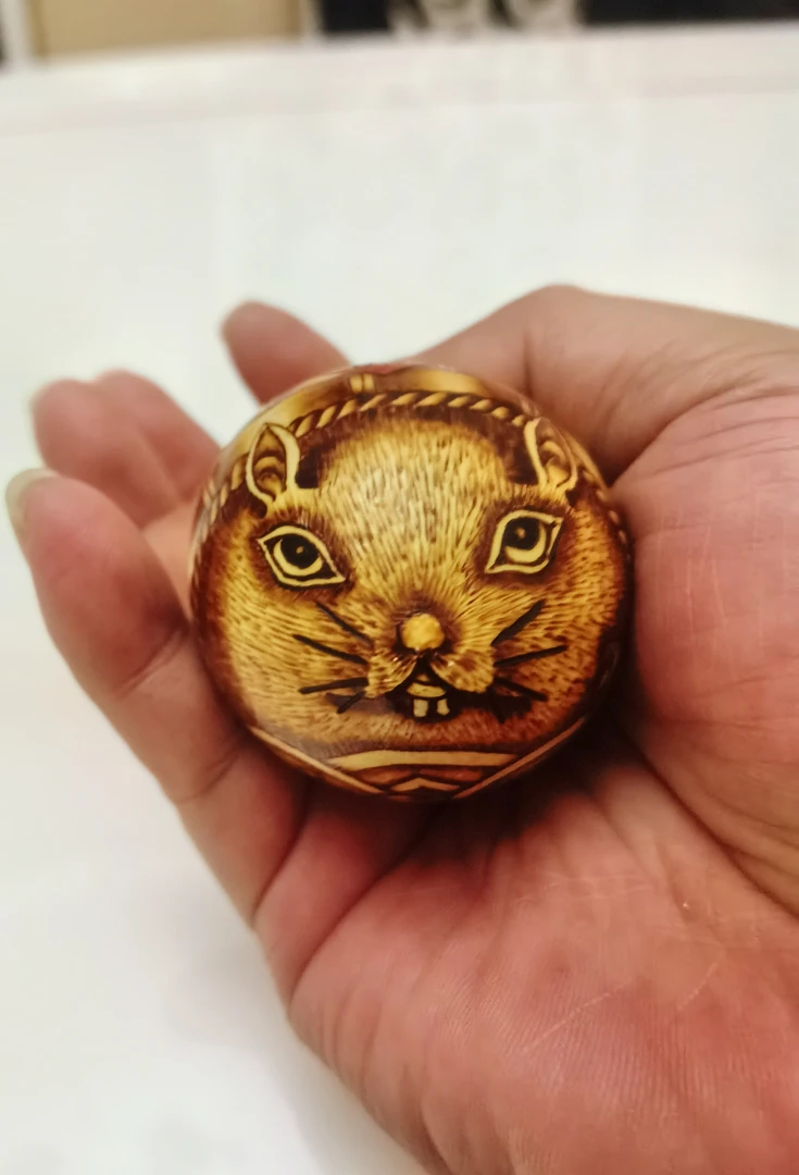 纯手工烙画针刺鸡蛋葫芦～属你有钱（一物一拍，所见即所得）