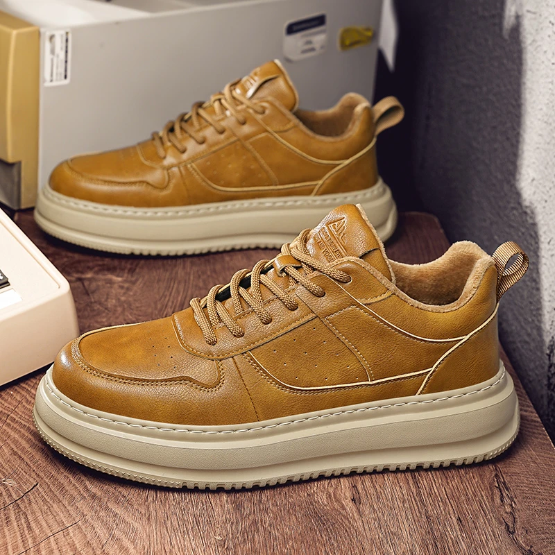 冬季男鞋保暖加绒2024爆款男士鞋子百搭韩版皮鞋休闲板鞋YCC1807