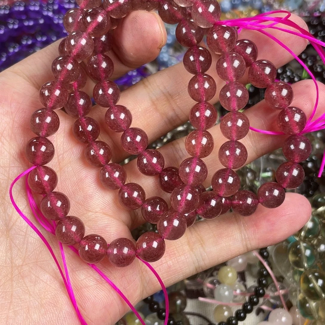水晶手链未镶嵌鸽血红草莓晶卡8+