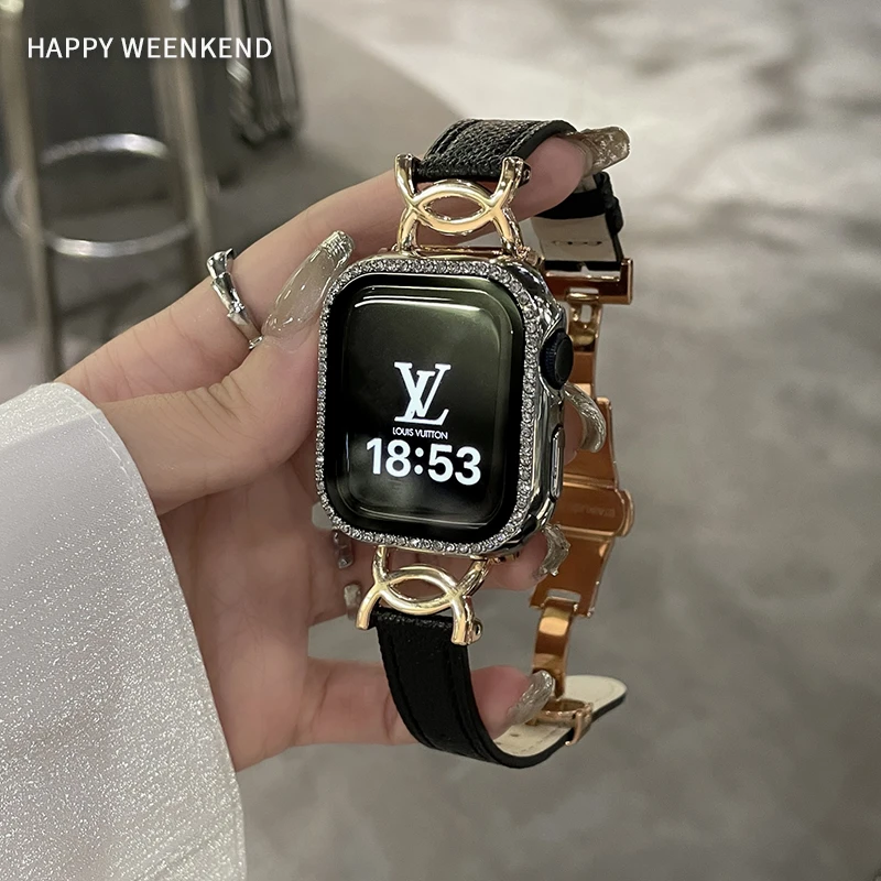 小香黑色蝴蝶扣小众表带AppleWatch11适用苹果手表带10iwatch89SE