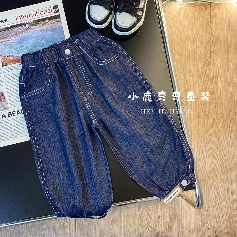 X883不掉色-夏季儿童新款净色薄牛仔九分裤