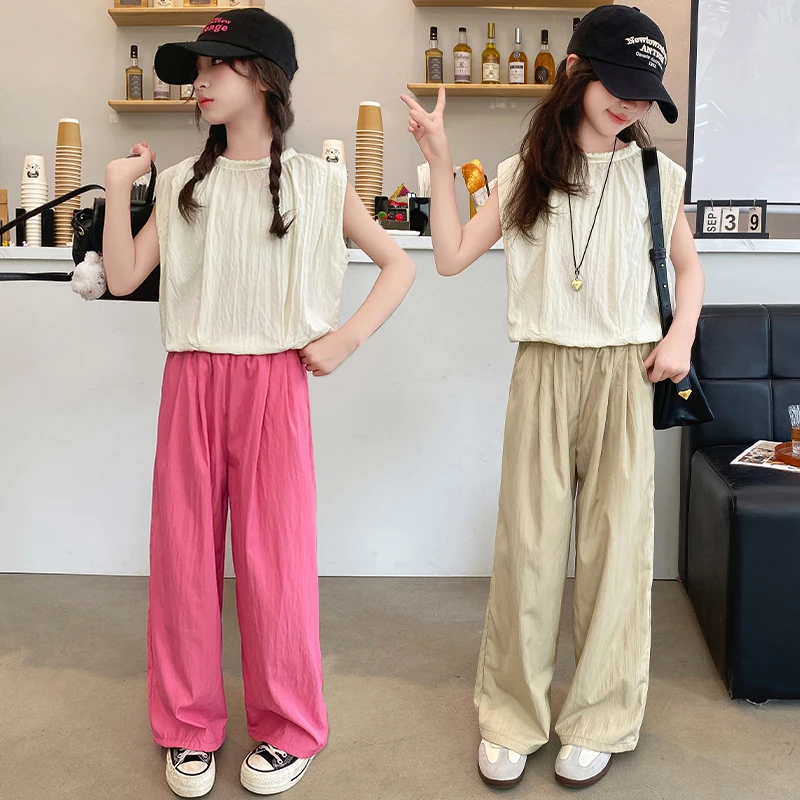 女童夏季新款潮款套装中大童小女孩洋气休闲潮款套装时髦宽松薄款