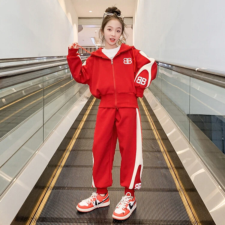 2025新款儿童春季6-12岁套装中大童洋气休闲运动拉链外套两件套潮