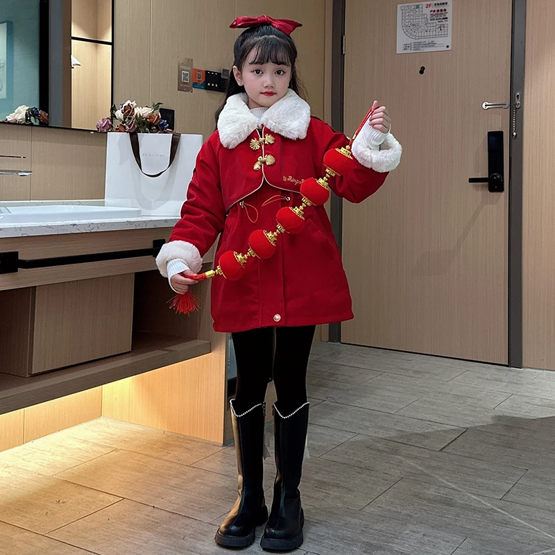 女童冬季2023新款洋气中大童年服加厚保暖派克服外套蓄热中长韩版