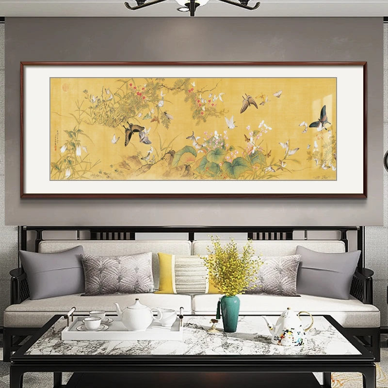 百蝶图 新中式卧室床头画 客厅装饰画风水茶室沙发背景墙书房