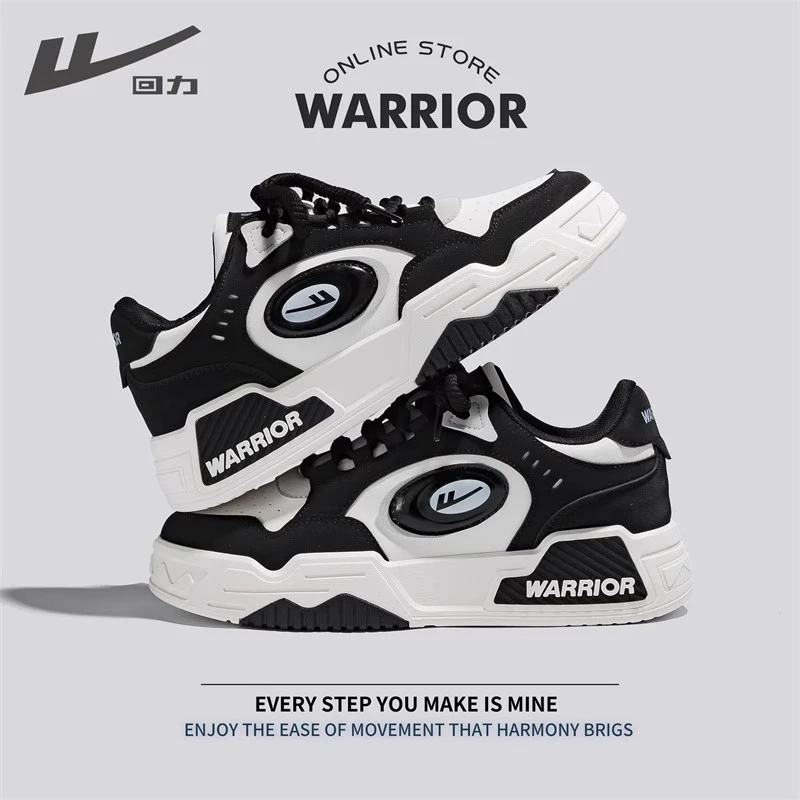 Warrior/回力2023时尚百搭拼色设计潮厚底增高运动鞋男休闲板鞋男