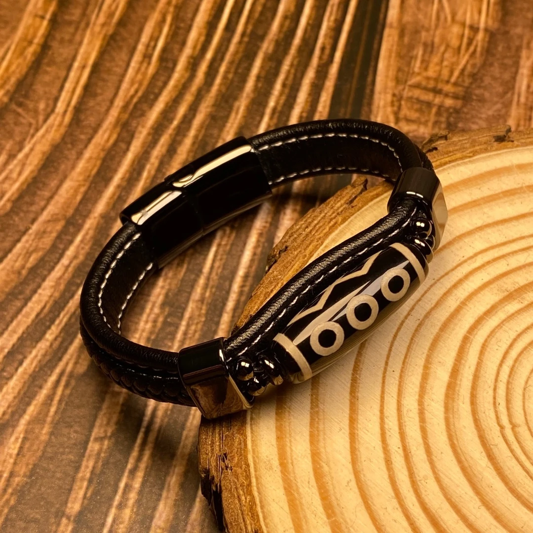 钛钢皮质手链 藏式六眼绳珠珠手环男女学生款手工编织民族风手链