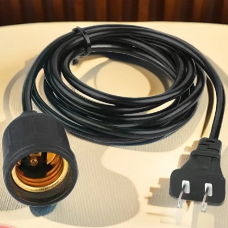 防水灯座带线插头E27螺口灯头螺纹吊灯LED通用养殖场农场灯头螺口