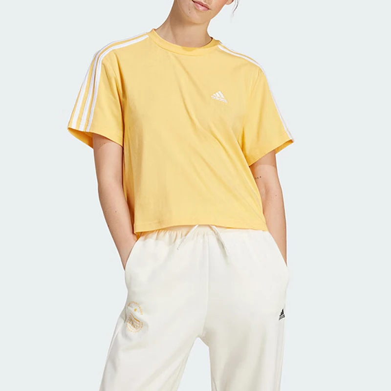 adidas/阿迪达斯【SWC店铺同款】女运动休闲透气圆领短款t恤IS1575