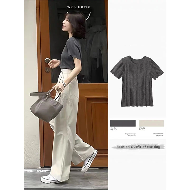 夏天穿搭一整套学院风淑女气质盐系轻熟两件套装夏季女装2024新款