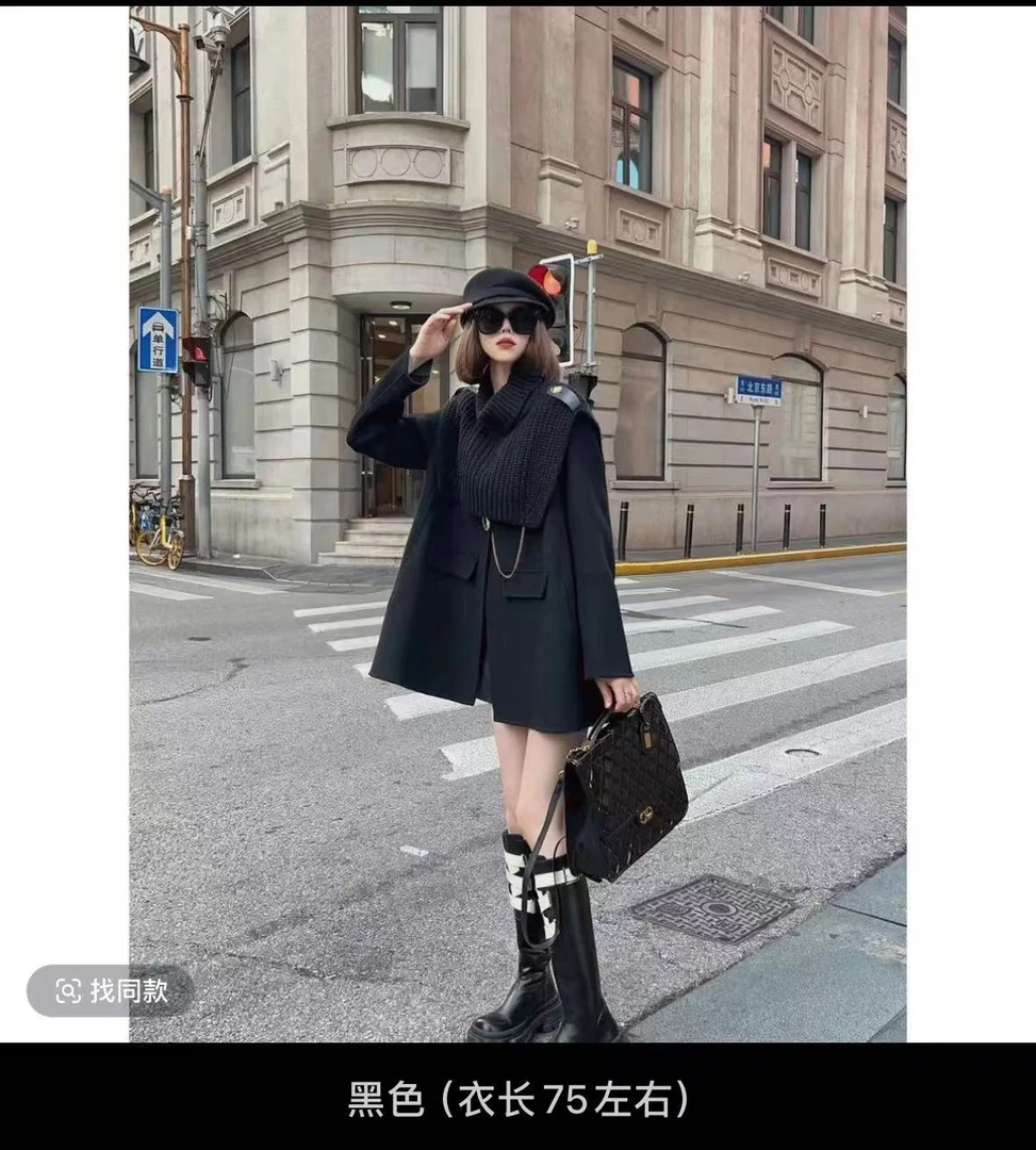【W86】韩版双面羊毛中长款妮子大衣女