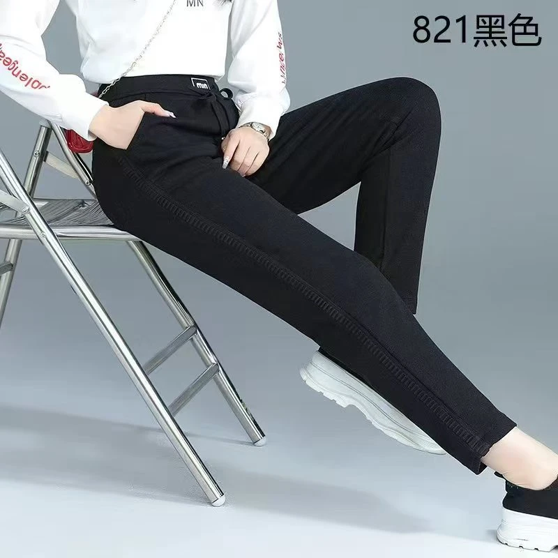 【W80】毛呢直筒秋冬新款松紧腰垂感直筒女裤