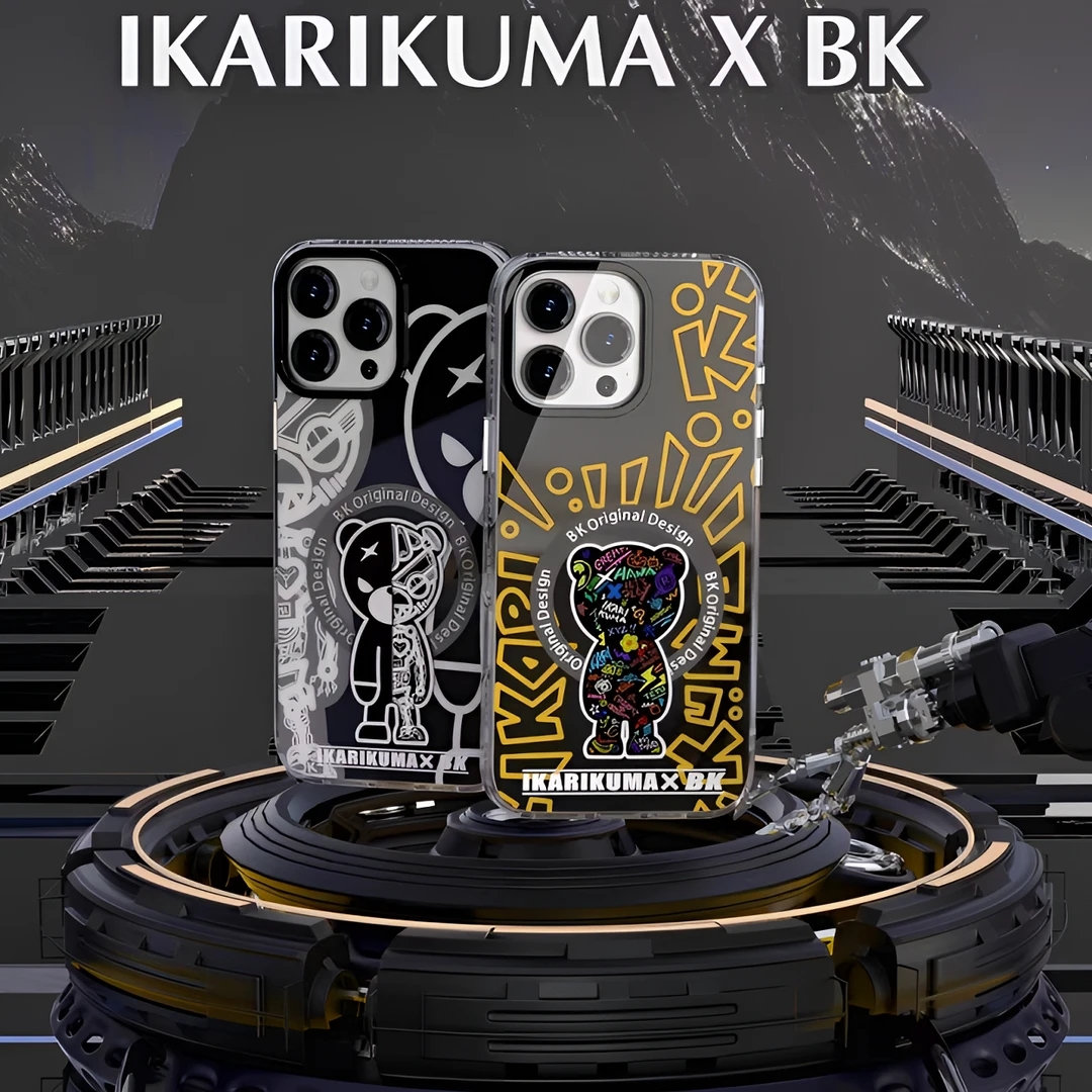 【BK熊联名】适用于苹果手机壳潮牌送BK熊磁吸支架充电防摔
