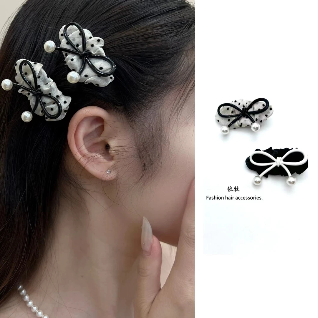 依牧设计感波点手工珠珠发夹甜美刘海碎发侧边夹精致鸭嘴夹A28