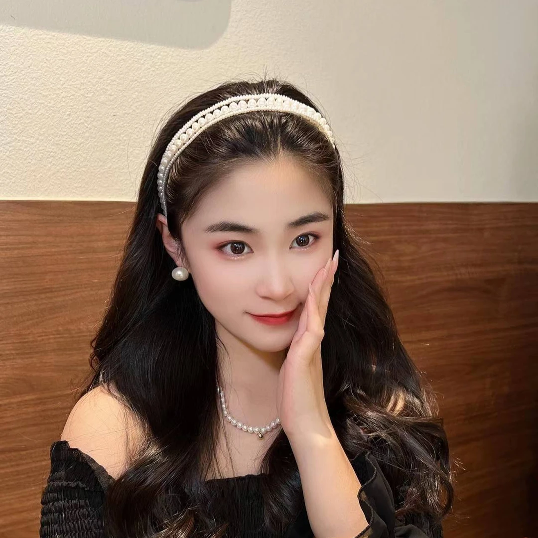 依牧法式复古小香风多层珠珠发箍气质甜美日常压发发卡C25
