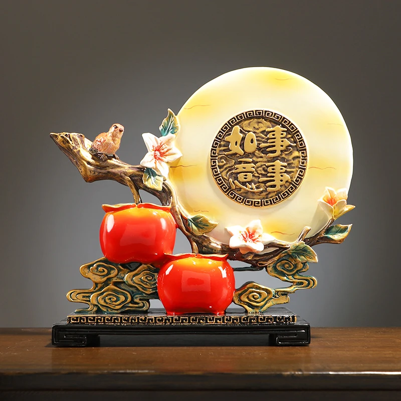 高档柿柿如意创意新中式电视柜装饰工艺品摆件乔迁送礼寓意好摆设