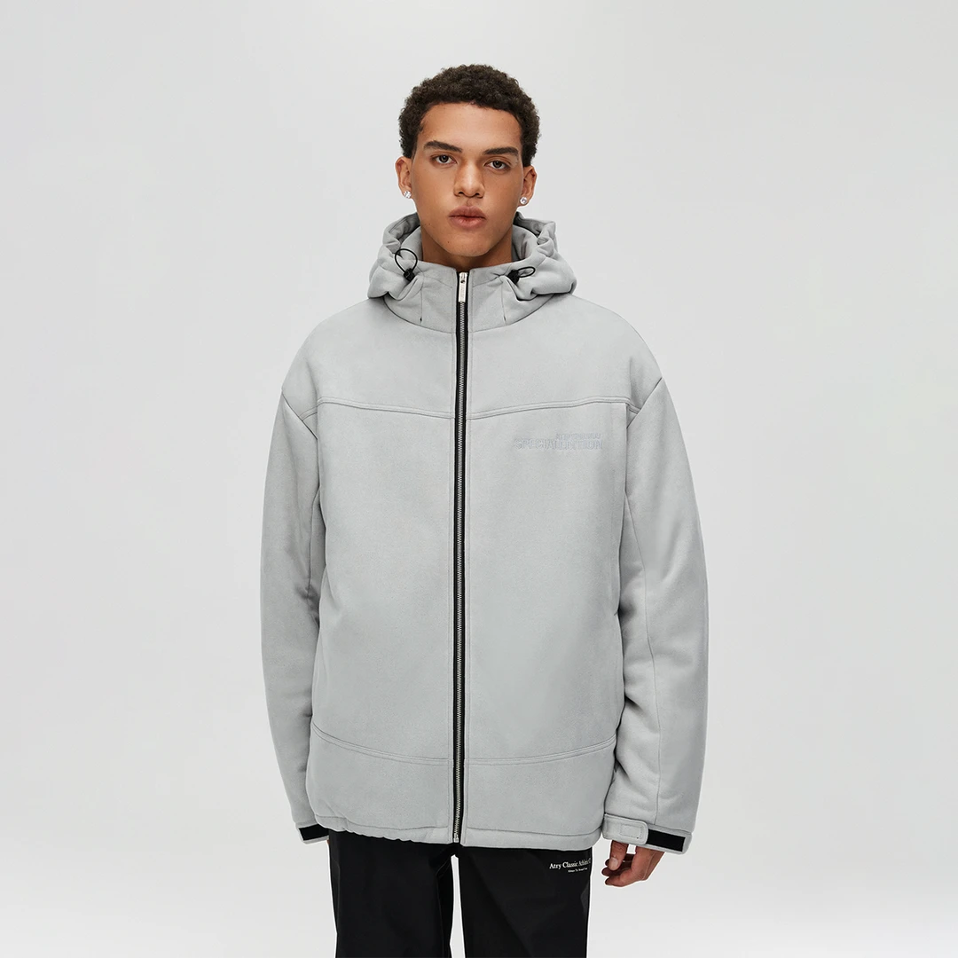 ATRY中长款连帽加绒保暖棉服外套秋冬季国潮男款加厚设计防寒上衣