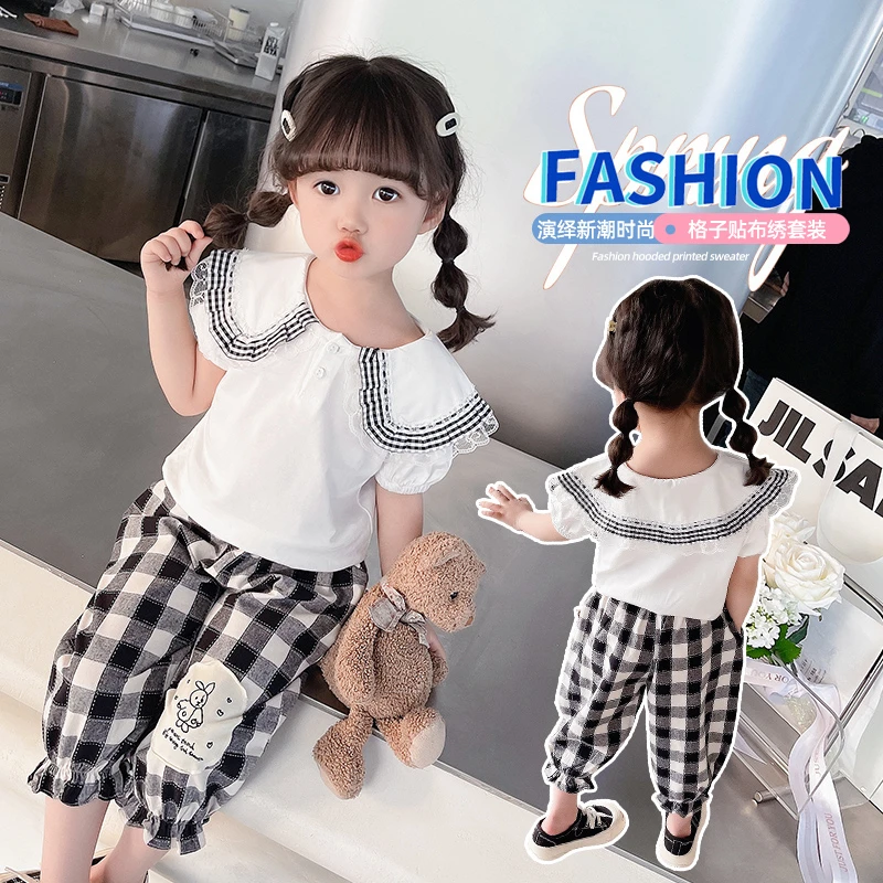 【捡漏100-130码】儿童女童运动网红洋气时尚夏季格子A60065