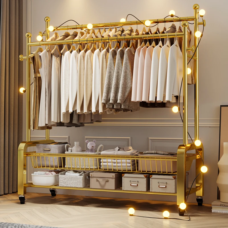 唯阔落地挂衣服架子房间衣架子落地式卧室家用简易立式挂衣架子