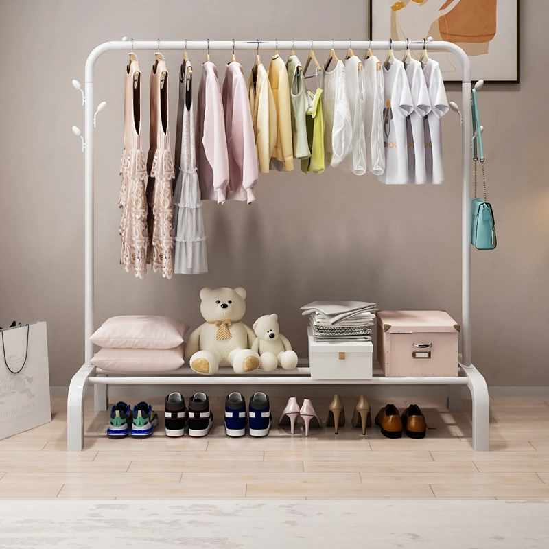 唯阔晾衣架落地家用晒衣衣帽架置物架简易立式挂衣架子阳台晾衣服