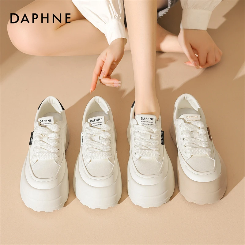达芙妮女式时尚秋季2025圆头系带潮流拼色厚底日常运动休闲ins鞋