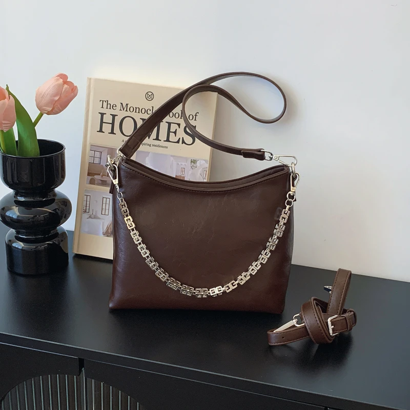 简约休闲托特包大包包女百搭复古大容量单肩包2024新款时尚斜挎包