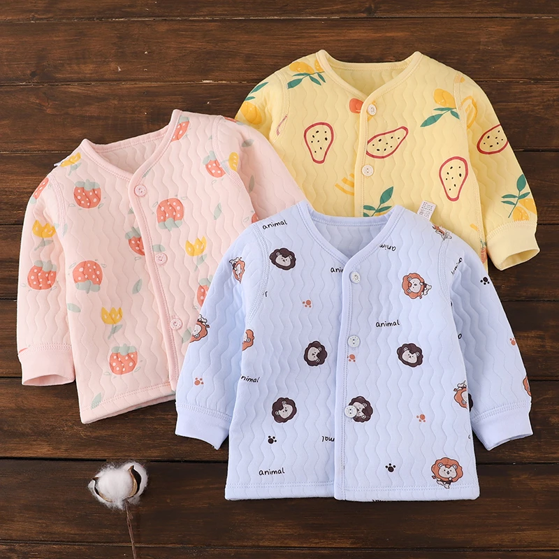 宝宝夹棉保暖上衣婴幼儿春秋款棉袄男女儿童冬季打底内衣外穿开衫