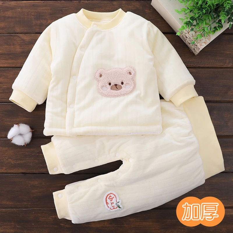 宝宝衣服秋冬款套装夹棉婴儿保暖两件套加厚分体婴幼儿棉衣服冬季
