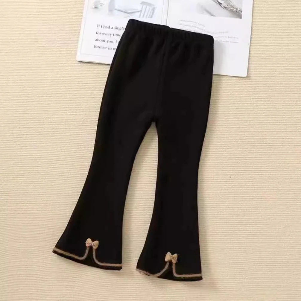 加绒/不加绒喇叭打底裤儿童洋气女童休闲百搭外穿时尚黑色
