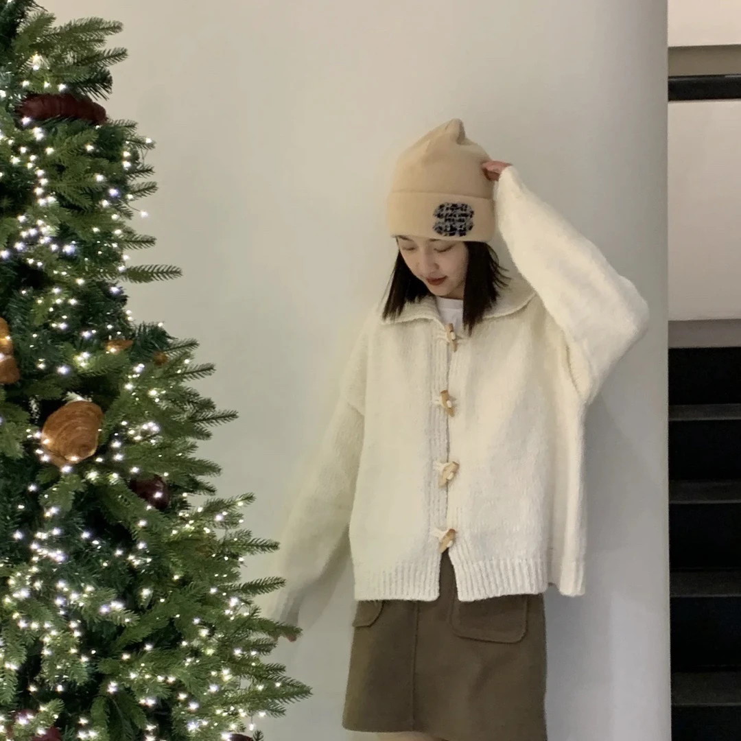 99新 chanel香奈儿22k双C tweed logo羊毛针织帽 奶茶色
