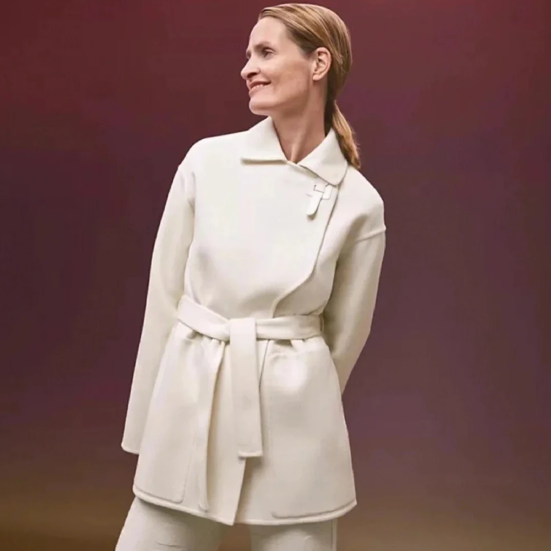 99新 Hermes/爱马仕 大衣 白色中长款36码00196