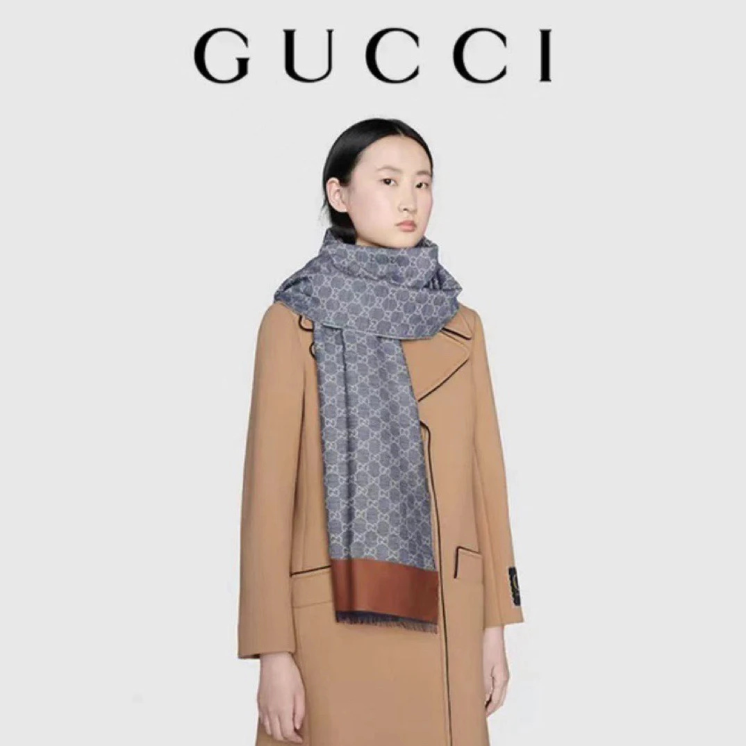 99新Gucci 古驰双g印花男士围巾尺寸200/65 女士也可以围