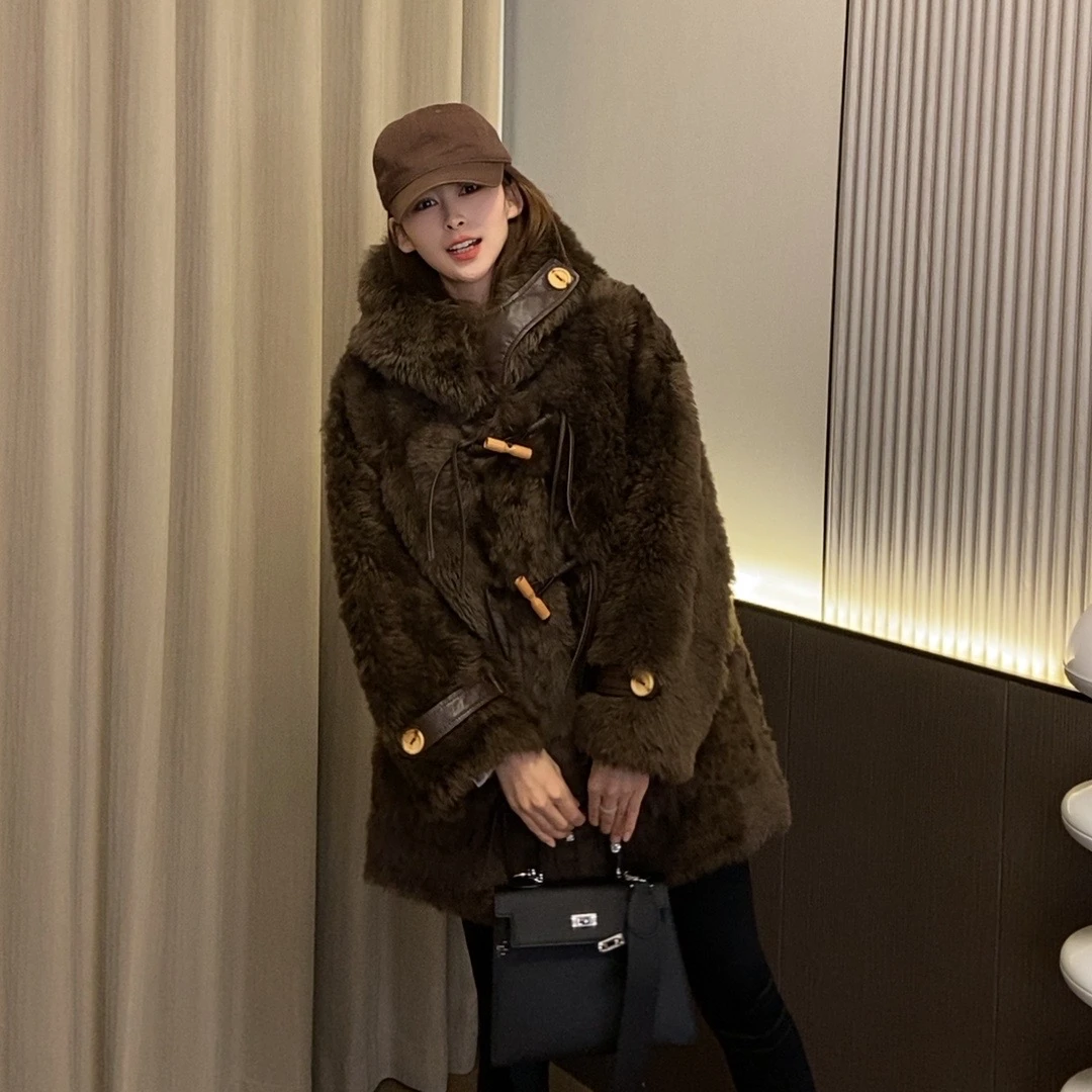 【LL】★“摩卡咖啡“托斯卡纳绵羊毛绵羊皮一体时尚网红款冬款外套