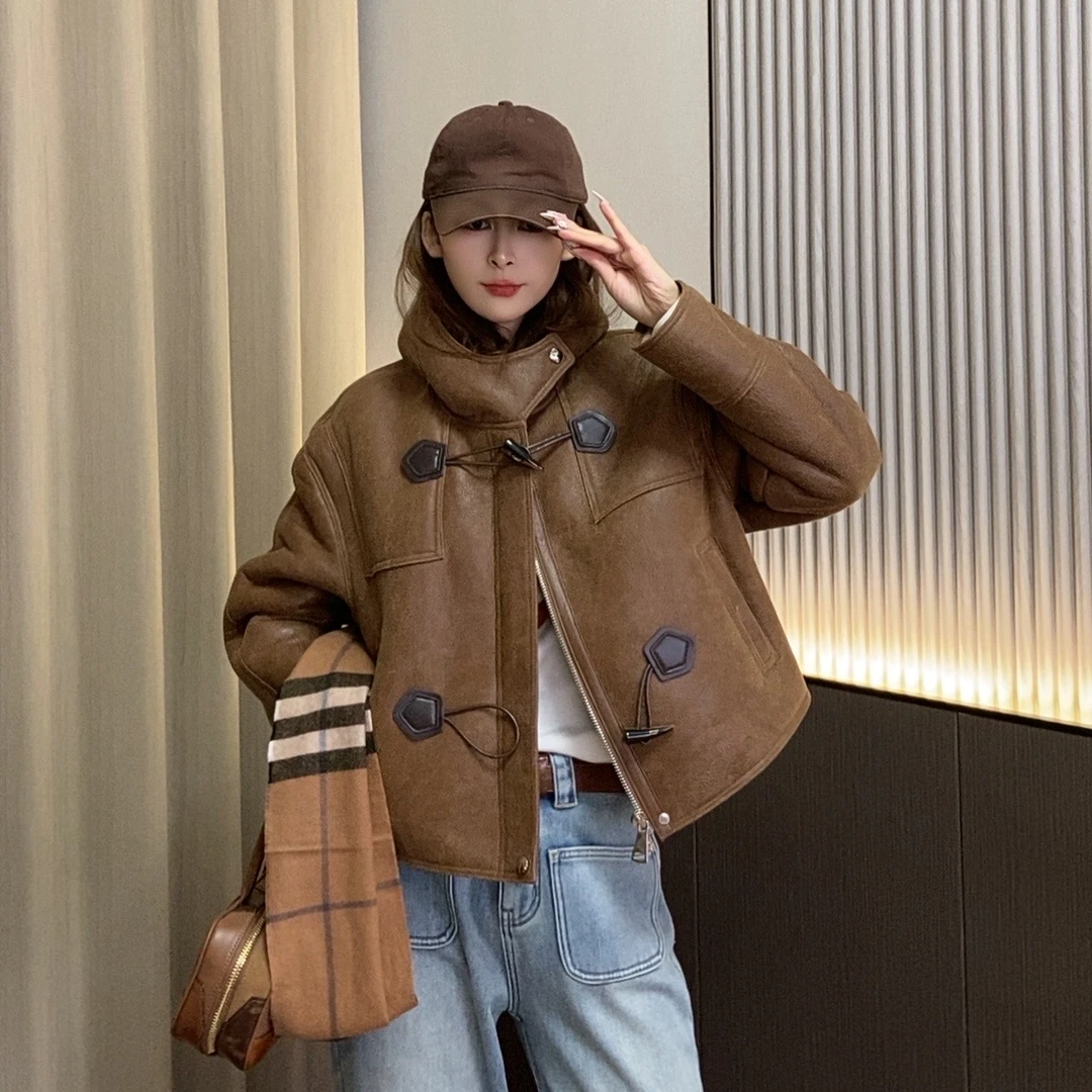 【珠珠】★“巴黎夜游“皮毛一体翻毛皮机车夹克进口美式复古机车