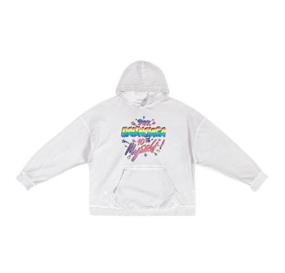 全新未使用 Balenciaga/巴黎世家 复古彩虹印花连帽卫衣