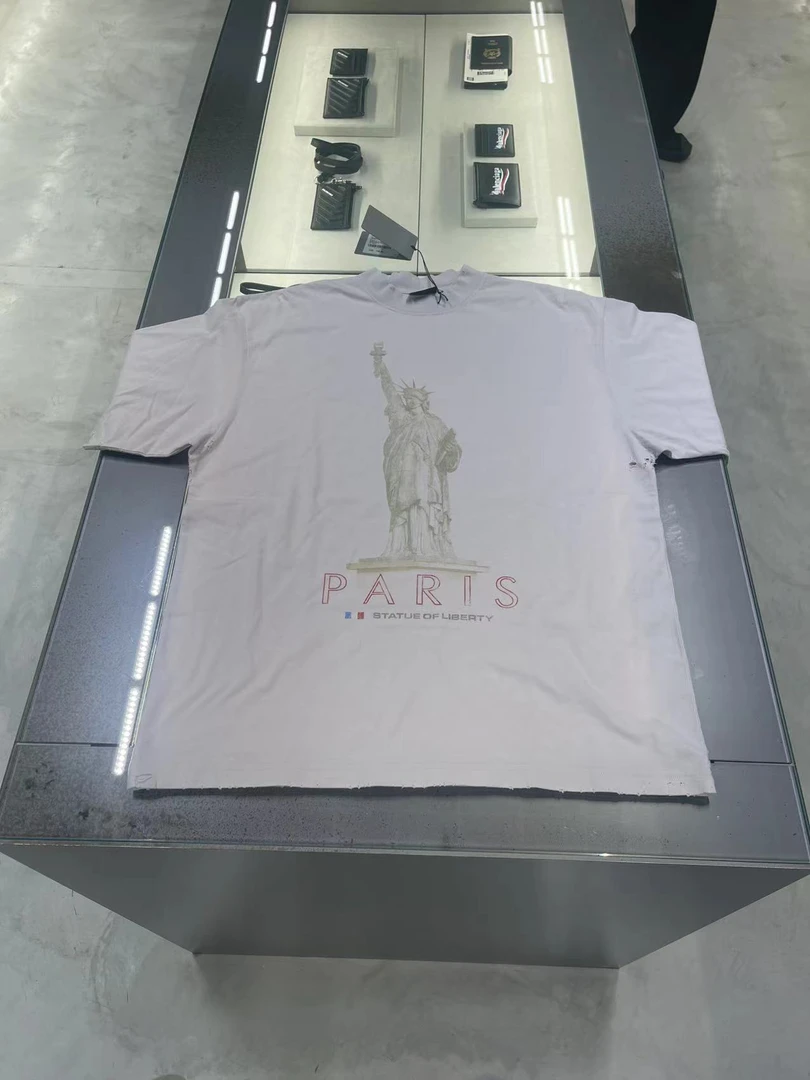 全新未使用 Balenciaga/巴黎世家 自由女神像印花白色T恤