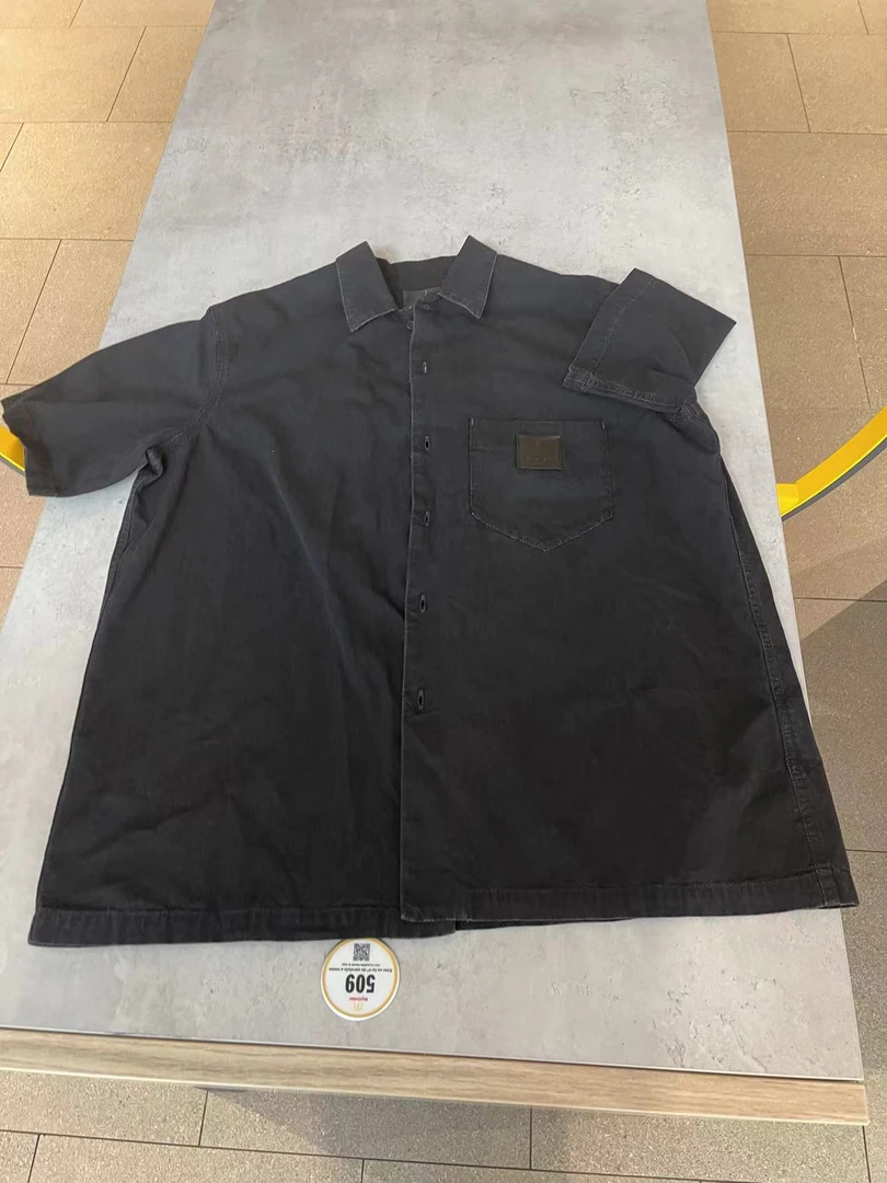 全新未使用 Givenchy/纪梵希 做旧水洗黑男士短袖衬衣