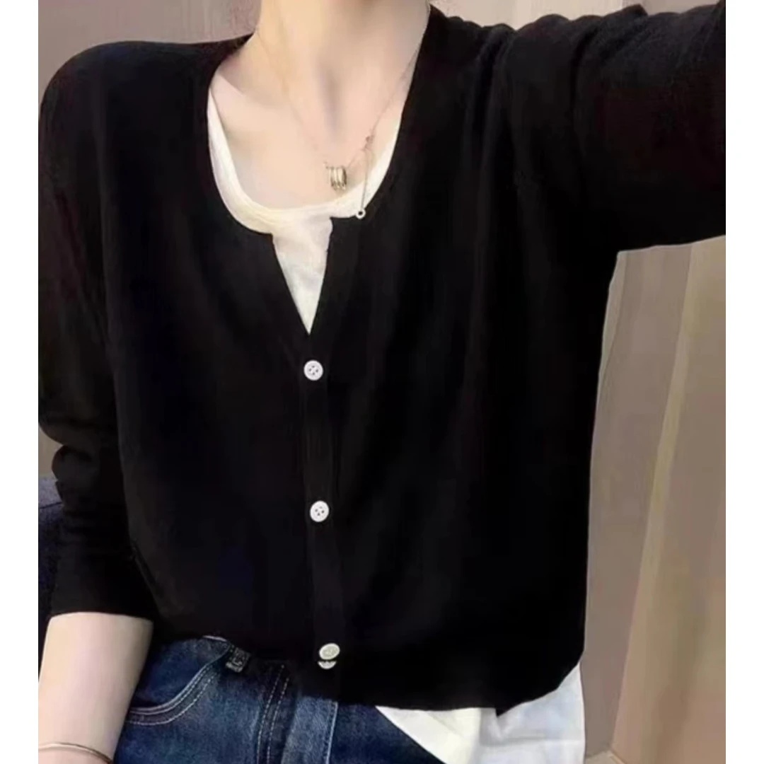 胖MM彼岸 26大码显瘦假两件拼接长袖女秋季宽松百搭气质T恤