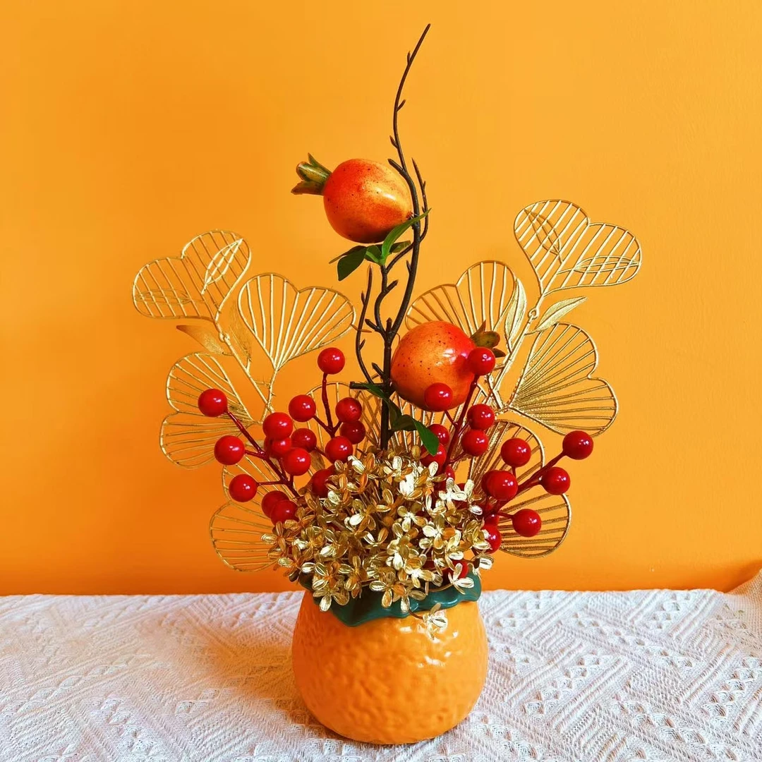 【心想事橙】客厅插画花瓶摆件家居餐桌假花装饰开业乔迁新居礼品