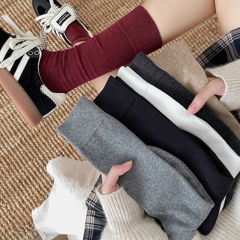 爆款安可拉红小腿袜子女秋冬外穿百搭高筒袜ins潮流日系jk堆堆袜