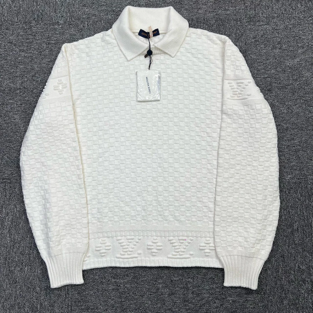Louis Vuitton/路易威登/xl码/棋盘格浮雕针织毛衣/全新编码10938