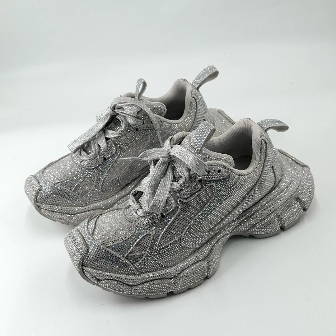 Balenciaga/巴黎世家/37码/3xl银色满钻老爹鞋/95新/有掉钻/05099