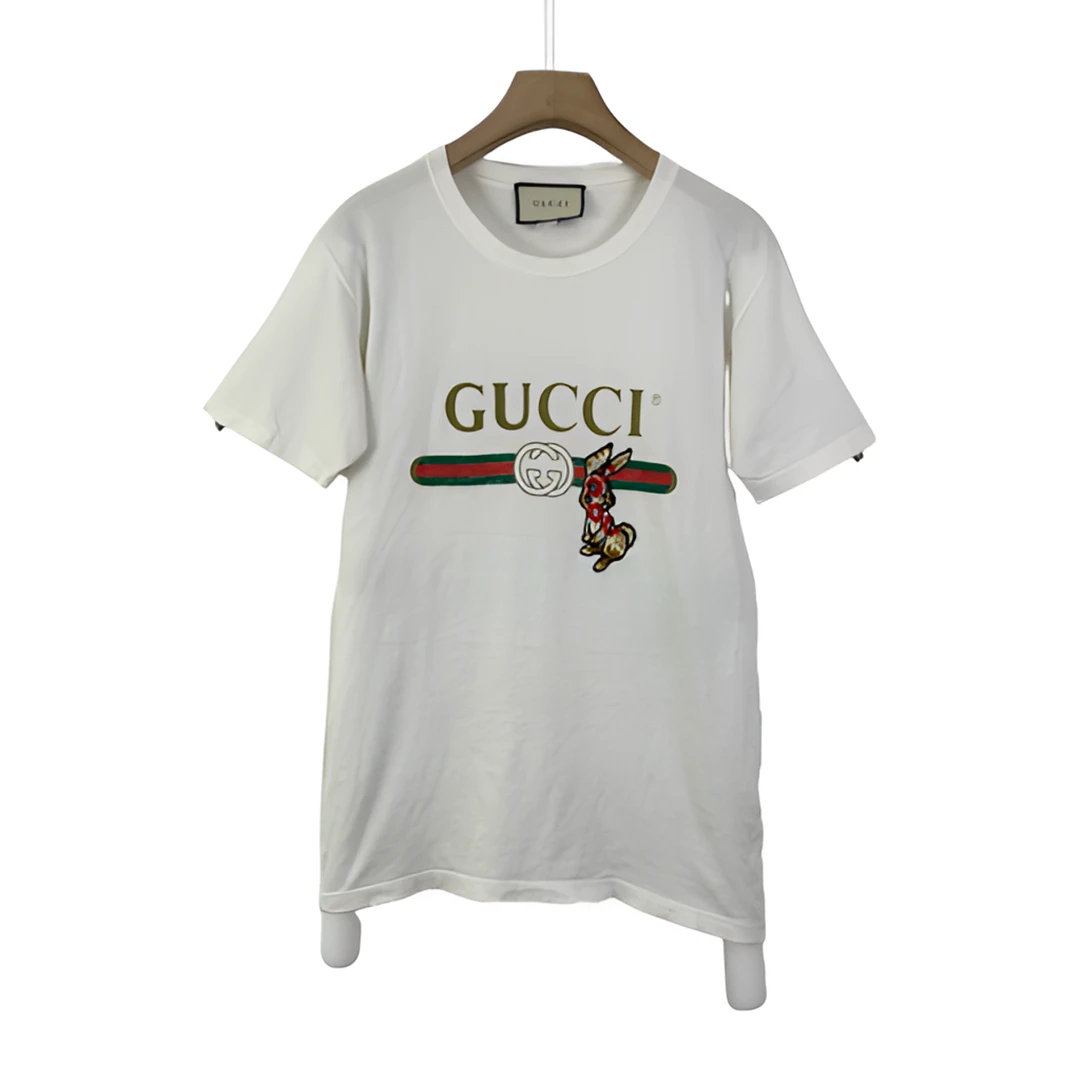 Gucci/古驰/XS码/兔子印花腰带白色短袖/95新/腋下泛黄/编码11522
