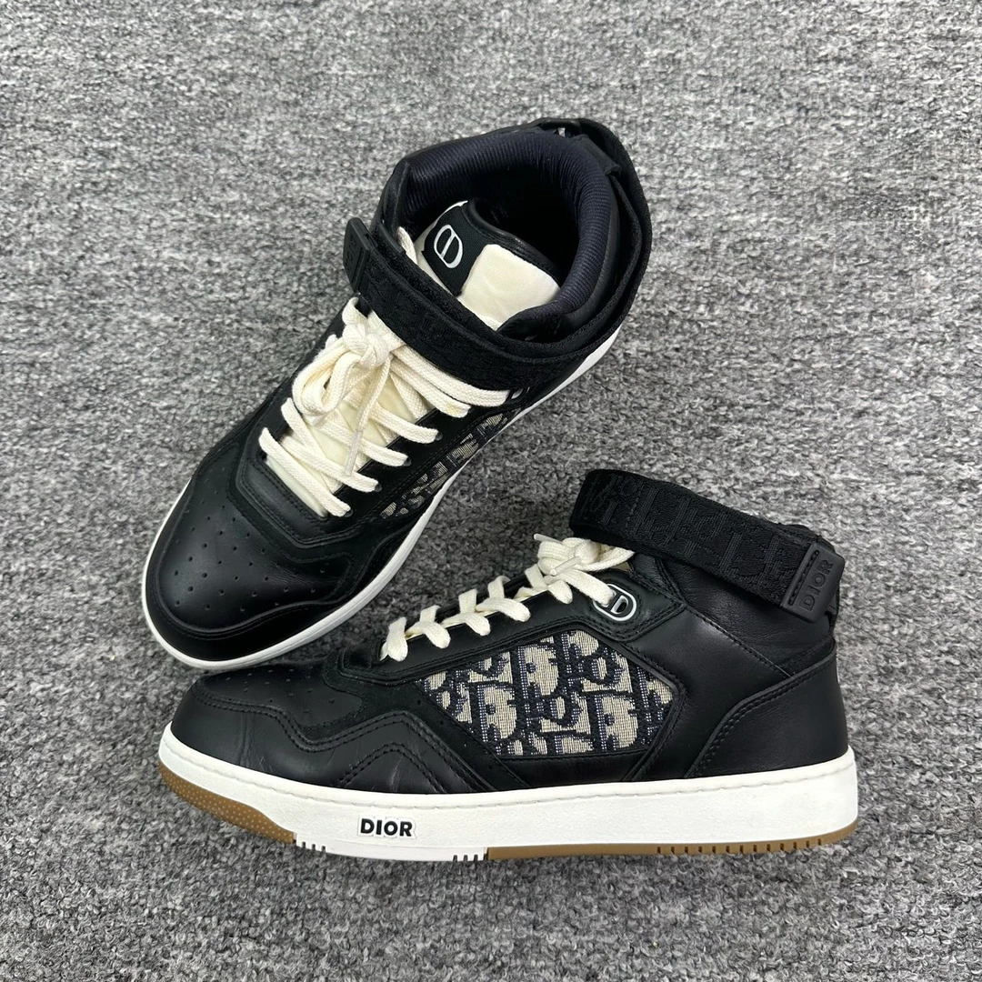 Dior/迪奥/42码/B27黑色老花高帮板鞋/97新/编码11305