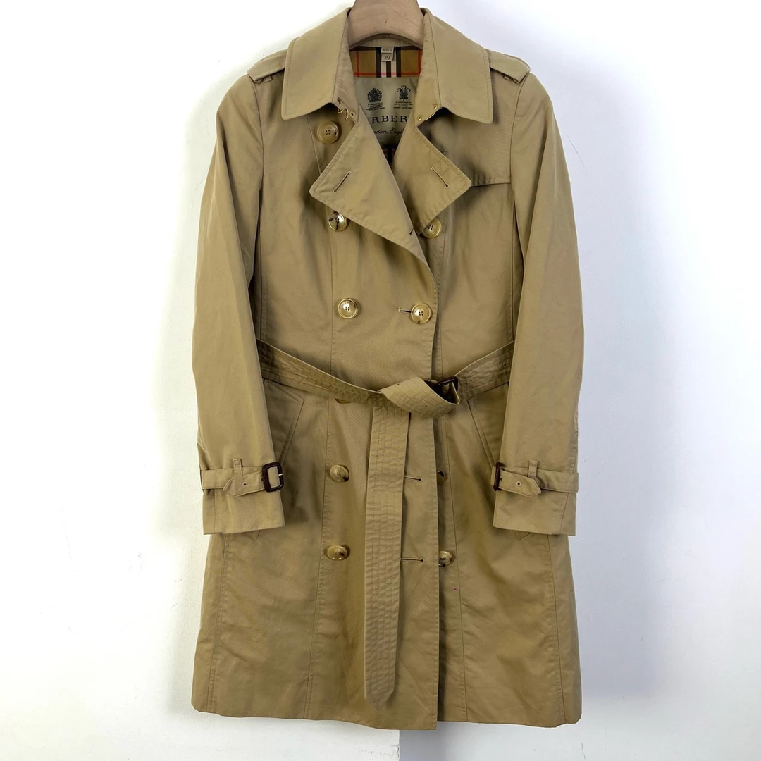 Burberry/博柏利/uk6码/经典卡其色双排扣风衣/95新/女款/编10962